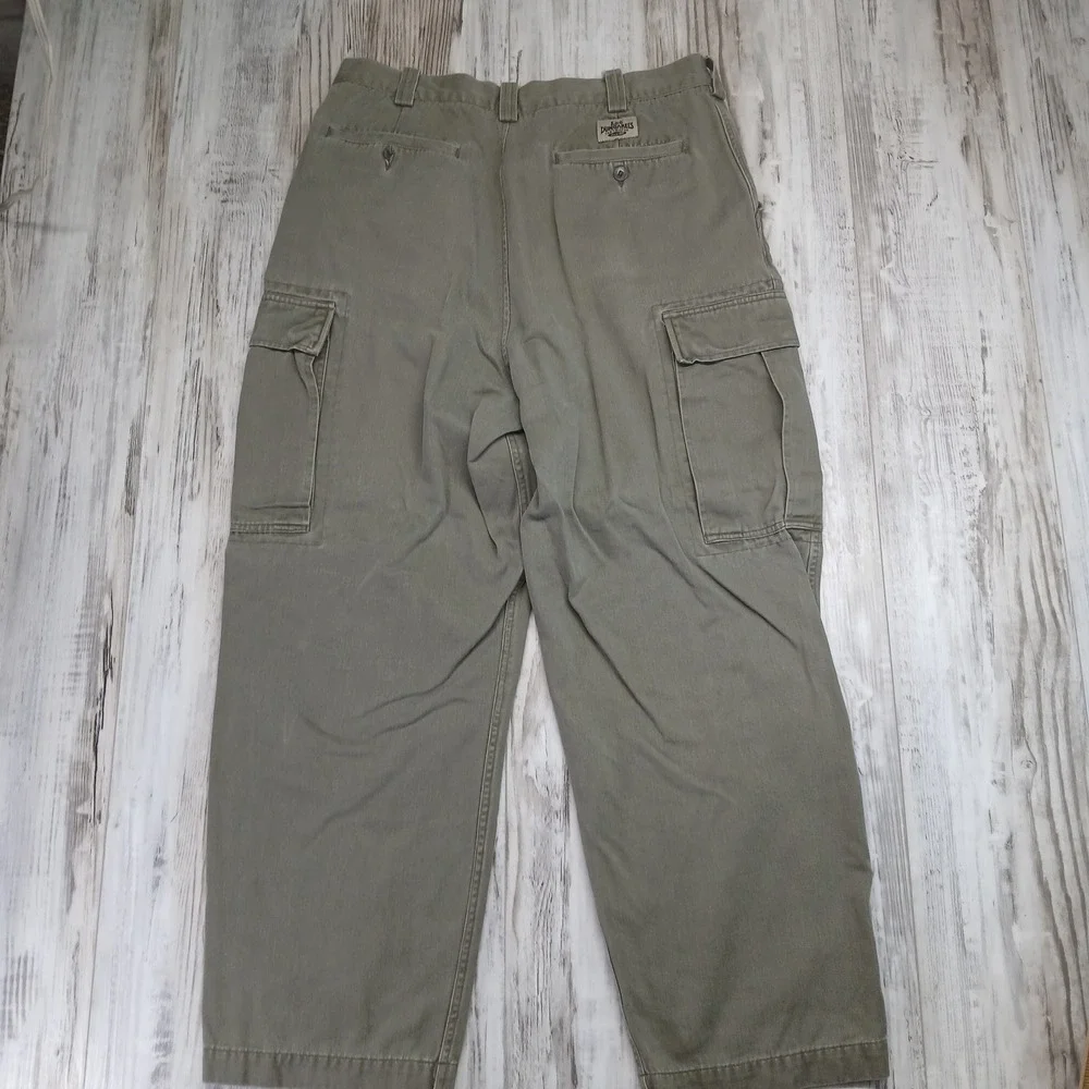 Lee Dungarees Mens Cargo Pants Olive Green Cotton Relaxed Fit 35x30 401-3231